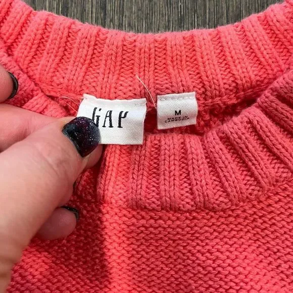 GAP Mix-Stitch Crew Neck Sweater Coral - Size M - Picture 5 of 10